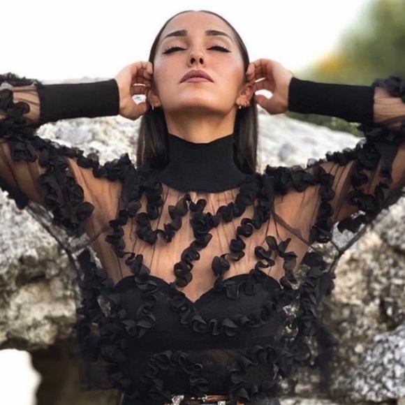 VGUC ZARA Blogger’s Fav| Constrasting Semi-Sheer Top - Picture 8 of 15